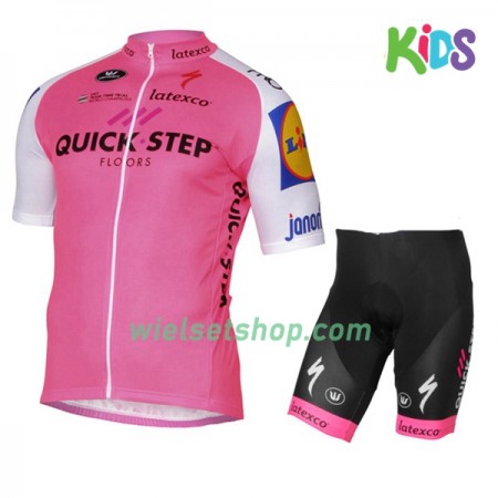 Kind Fietskleding (Fietsshirt + Fietsbroek Kort) 2017 Quick-Step Floors N004